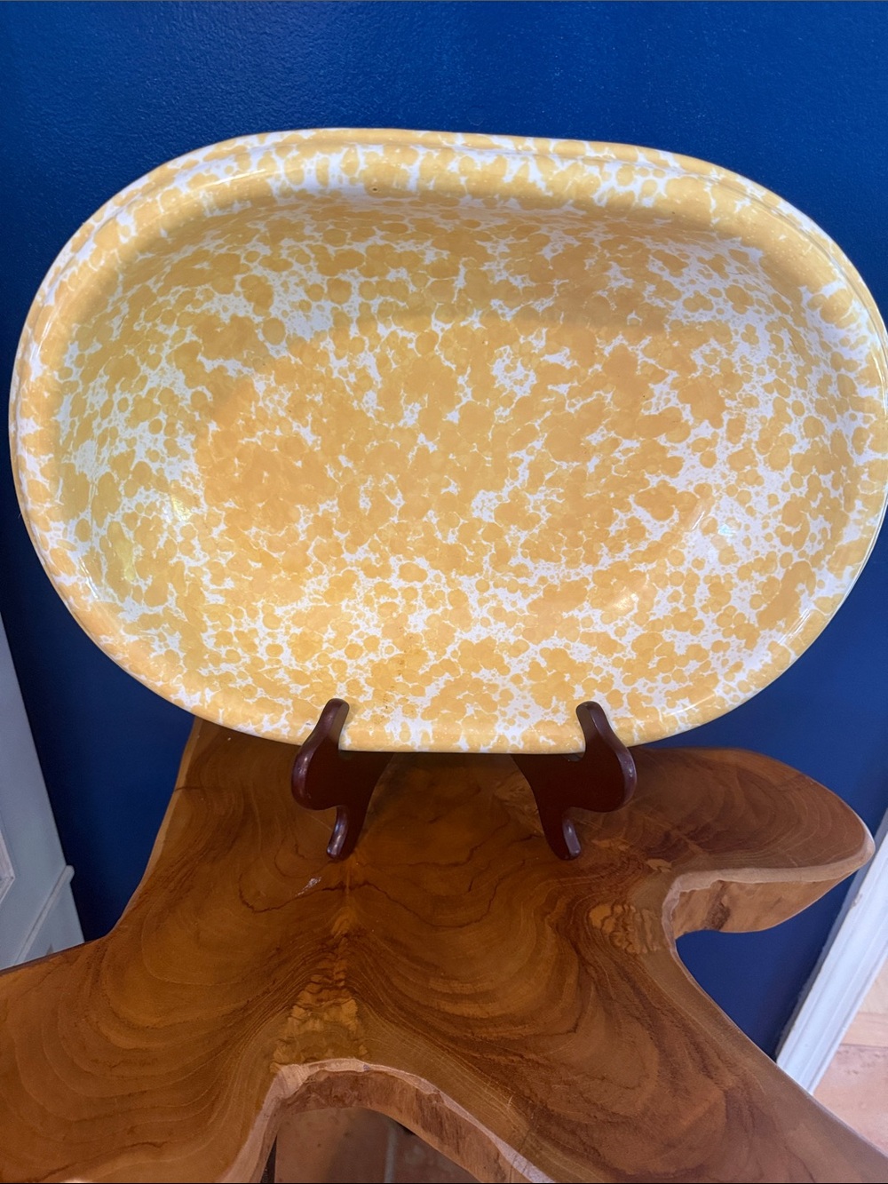 Bennington Potters Vermont Morning Glory Yellow Agate Oval Serving Platter